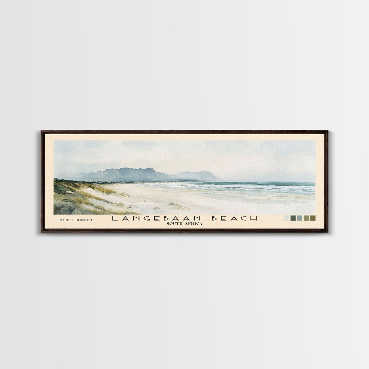 Langebaan Beach, South Africa Watercolor Print, Vacation Gift, South Africa Wall Art, Beach Painting, Beach Decor, Large Wall Art, Wood Frame Art