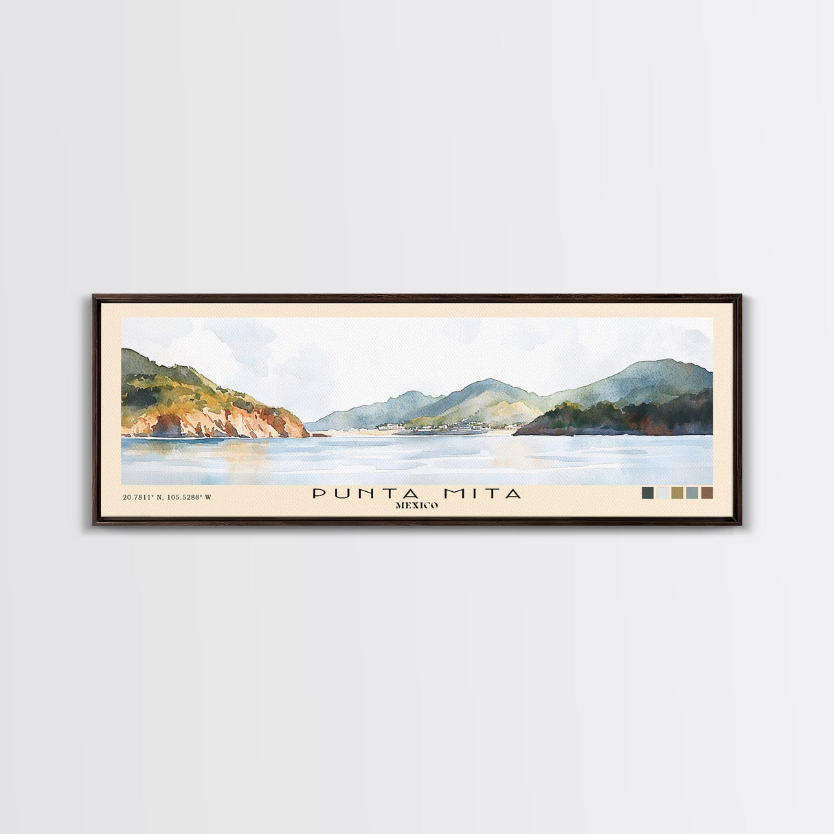 Punta Mita, Mexico Watercolor Print, Vacation Gift, Mexico Wall Art, Beach Painting, Beach Decor, Large Wall Art, Wood Frame Art