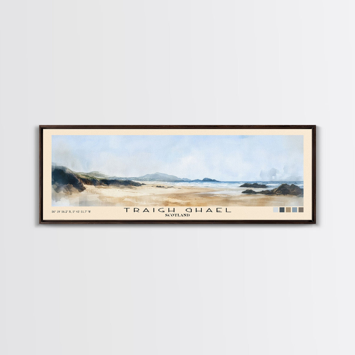 Traigh Ghael, Scotland Watercolor Print, Vacation Gift, Scotland Wall Art, Beach Painting, Beach Decor, Large Wall Art, Wood Frame Art