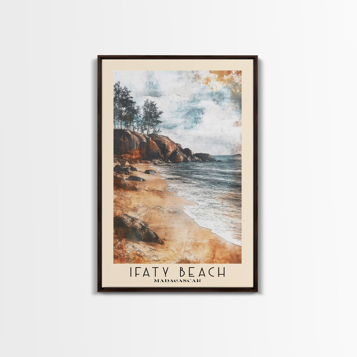 Ifaty Beach, Madagascar Watercolor Print, Vacation Gift, Madagascar Wall Art, Beach Painting, Beach Decor, Large Wall Art, Wood Frame Art