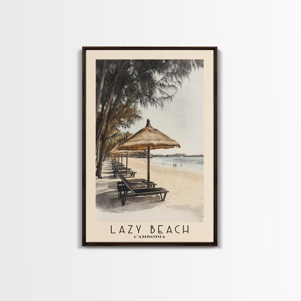 Lazy Beach, Cambodia Watercolor Beach Print, Vacation Gift, Cambodia Wall Art, Beach Painting, Beach Decor, Beach Painting
