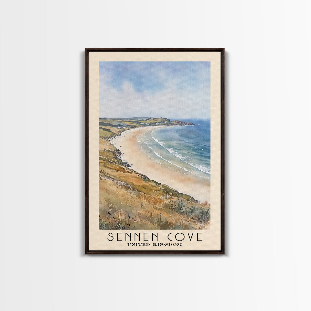 Sennen Cove, United Kingdom Watercolor Beach Print, Vacation Gift, United Kingdom Wall Art, Beach Painting, Beach Decor, Beach Painting