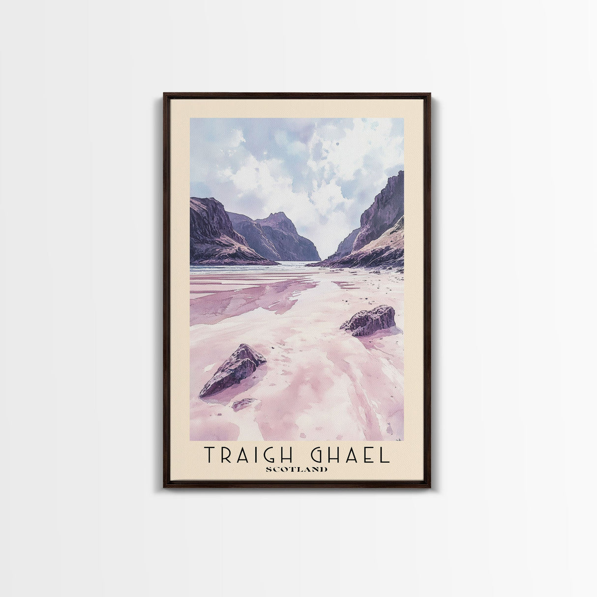 Traigh Ghael, Scotland Watercolor Print, Vacation Gift, Scotland Wall Art, Beach Painting, Beach Decor, Large Wall Art, Wood Frame Art