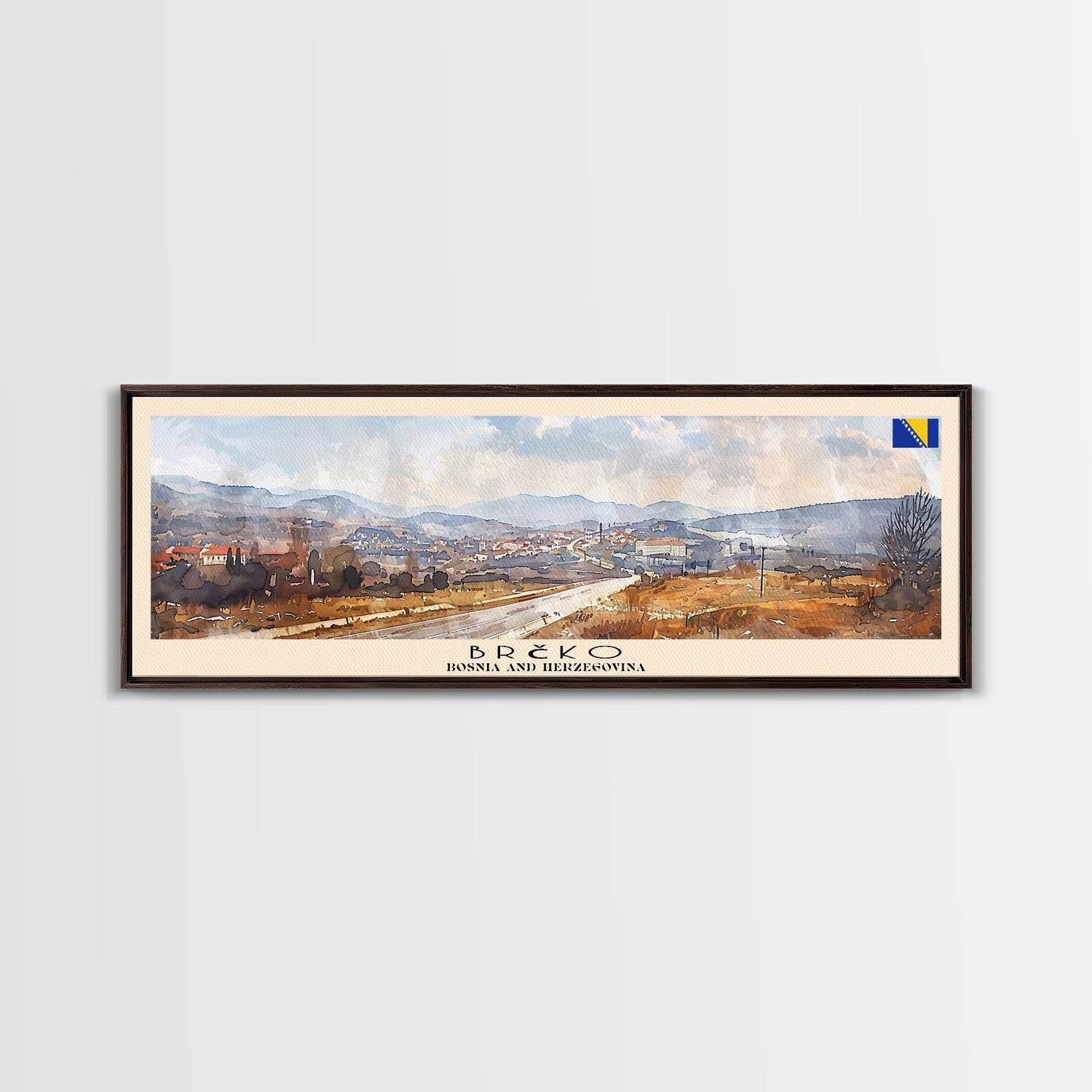 Brčko Bosnia Wall Art, Panoramic Travel Poster, Panoramic Framed Canvas Print, City Wall Art, Wall Hanging Home Decor, Travel Art