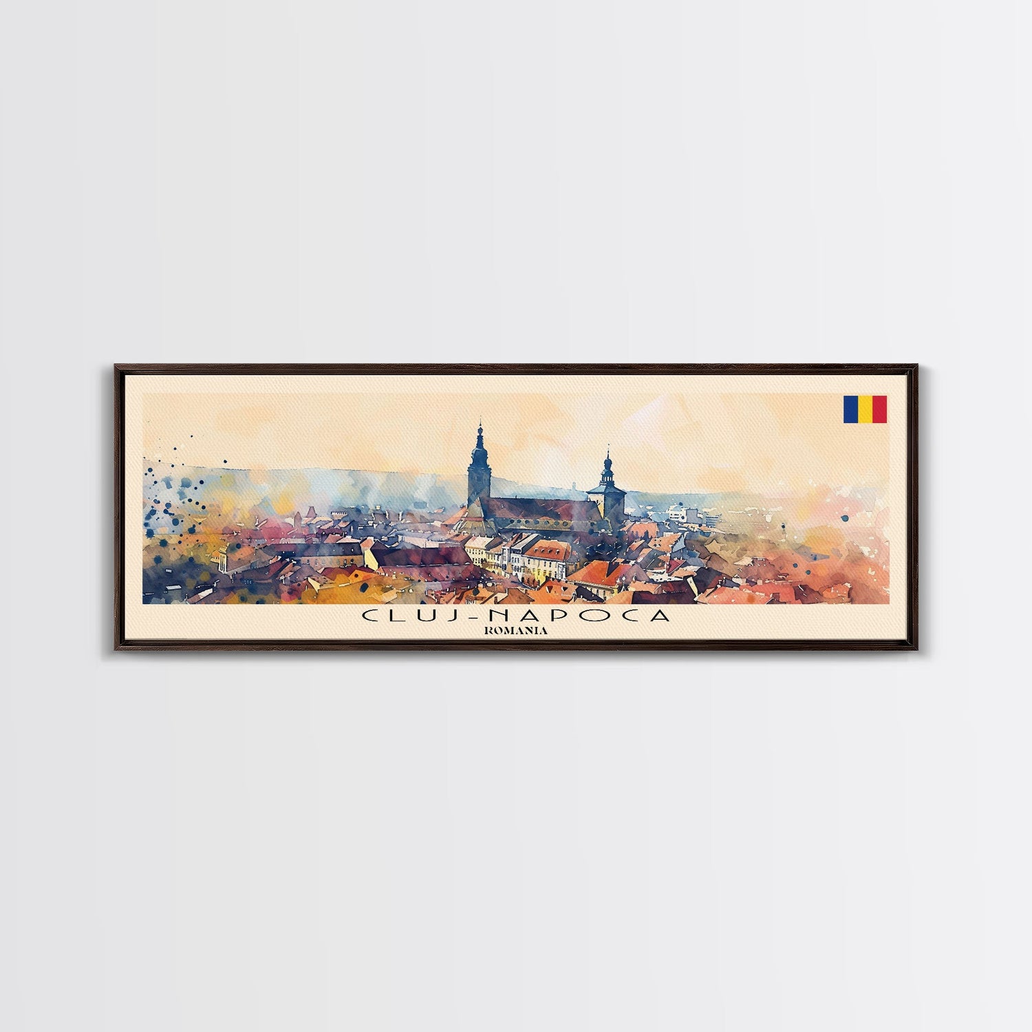 Cluj Napoca Romania Travel Print Wall Art, Panoramic City Art, Travel Art, Wall Decor, Vacation Gift, Framed Canvas Print Or Metal Art