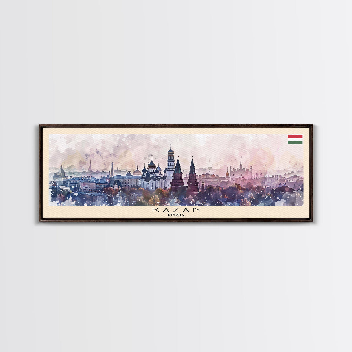Kazan Russia Panoramic Travel Poster, Framed Canvas Print or Metal Wall Art, Travel Art, Home Decor, Panoramic Painting, Midcentury Art