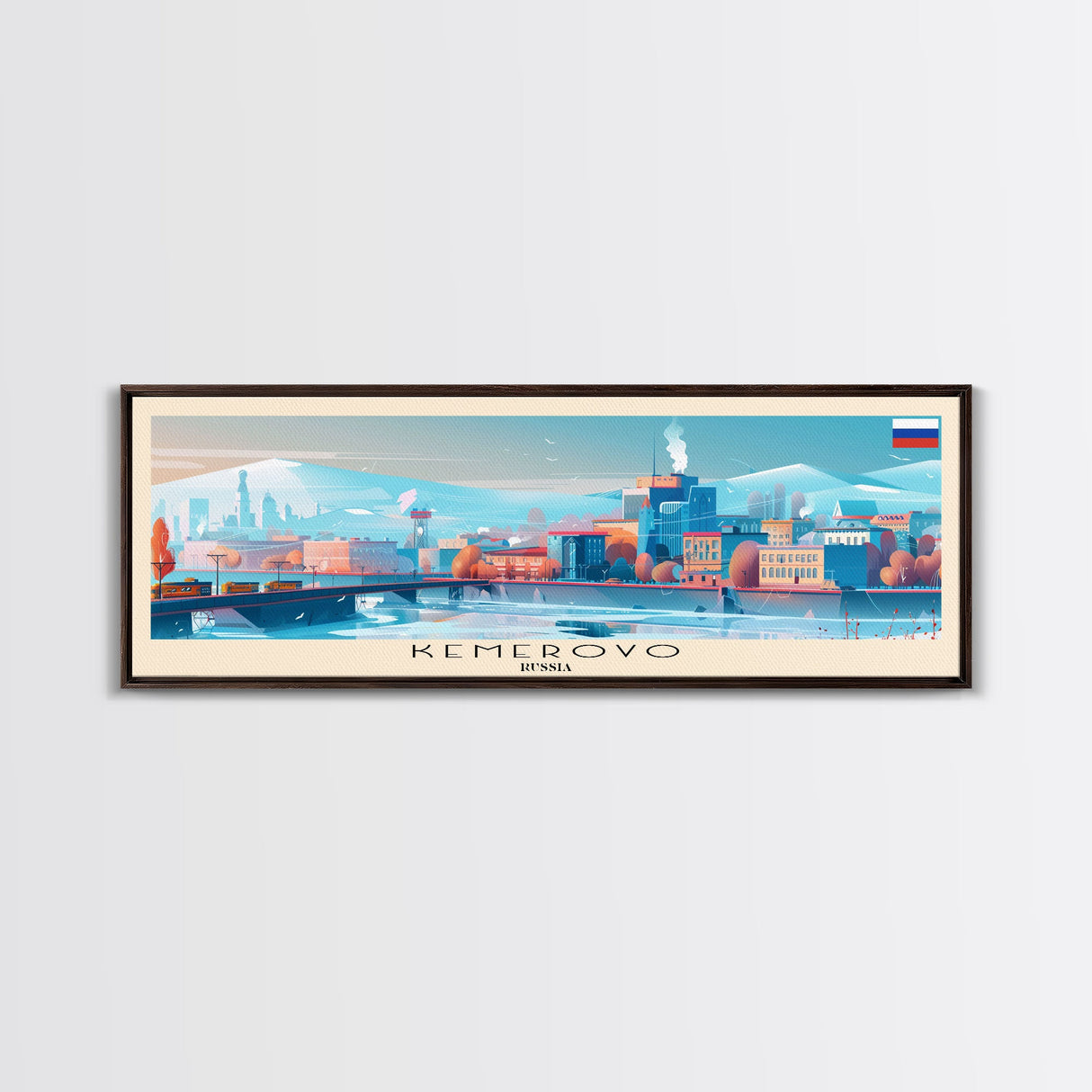 Kemerovo Russia Travel Print Wall Art, Panoramic City Art, Travel Art, Wall Decor, Vacation Gift, Framed Canvas Print Or Metal Art