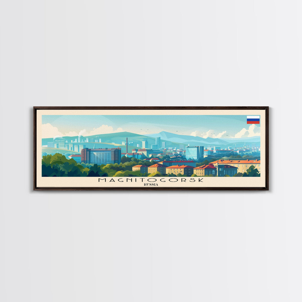 Magnitogorsk Russia Travel Print Wall Art, Panoramic City Art, Travel Art, Wall Decor, Vacation Gift, Framed Canvas Print Or Metal Art