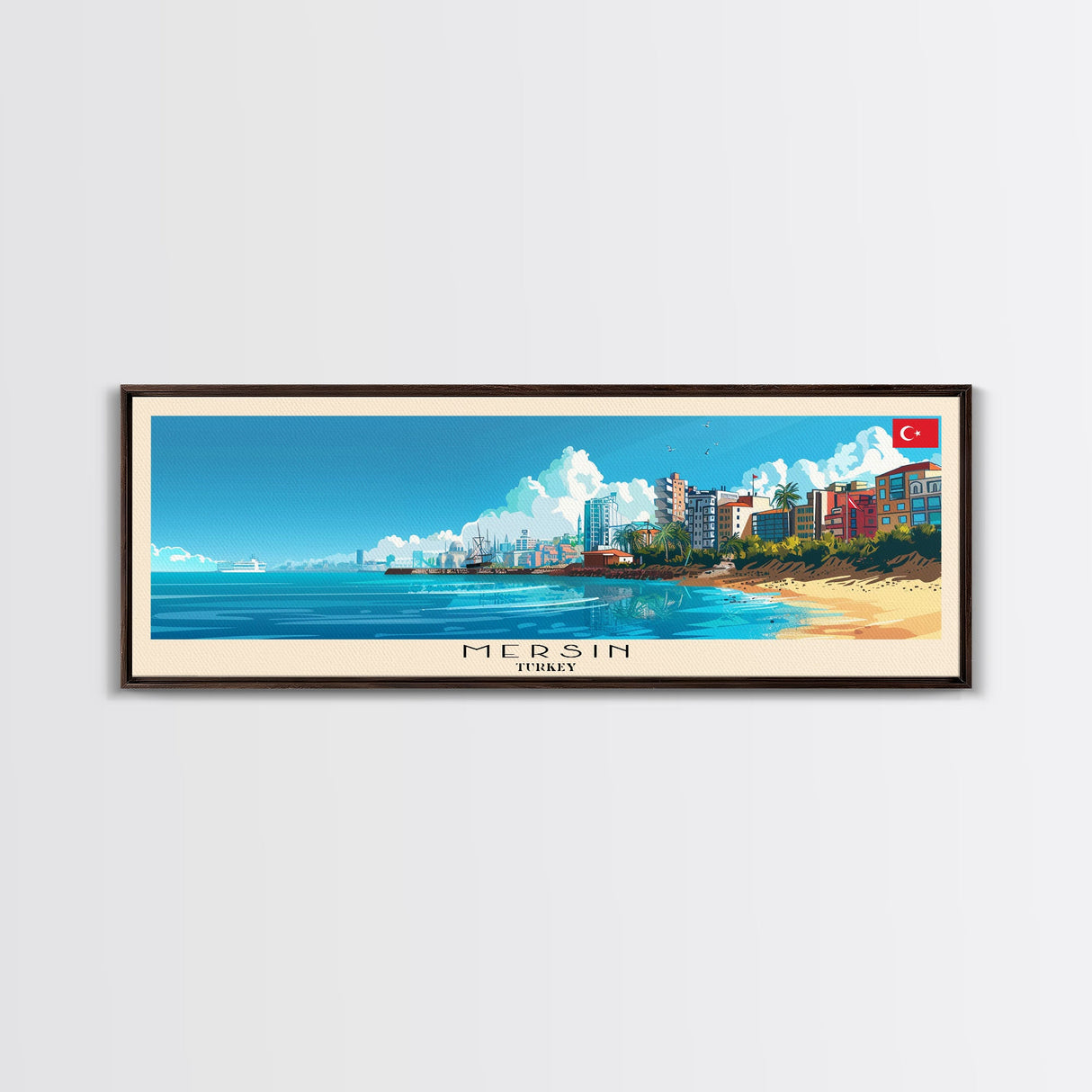 Mersin Turkey Wall Art, Panoramic Travel Poster, Panoramic Framed Canvas Print, City Wall Art, Wall Hanging Home Decor, Travel Art