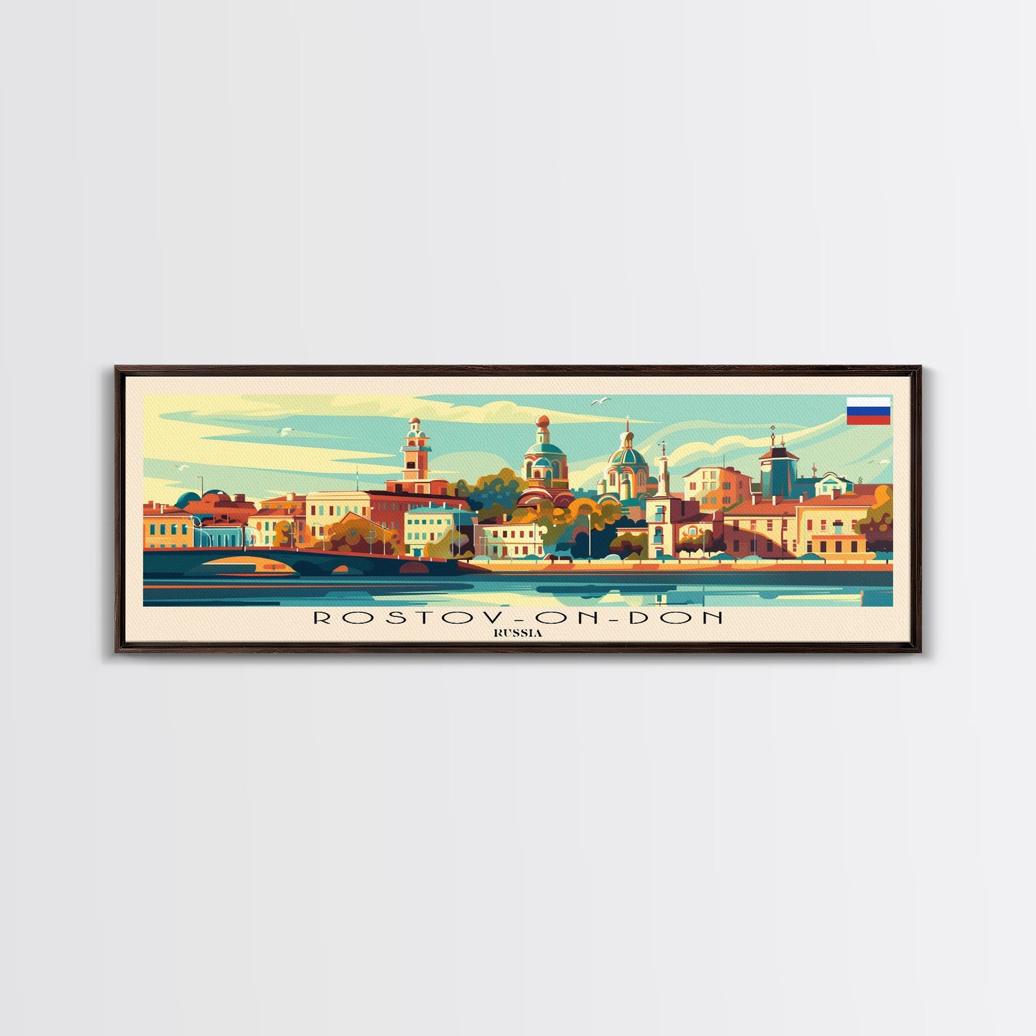 Rostov on Don Russia Panoramic Travel Poster, Framed Canvas Print or Metal Wall Art, Travel Art, Home Decor, Panoramic Painting, Midcentury Art
