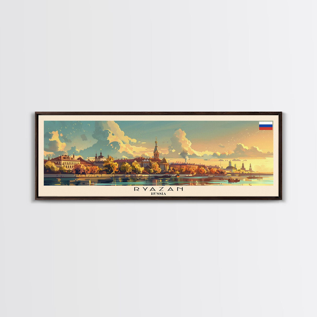 Ryazan Russia Panoramic Travel Poster, Framed Canvas Print or Metal Wall Art, Travel Art, Home Decor, Panoramic Painting, Midcentury Art