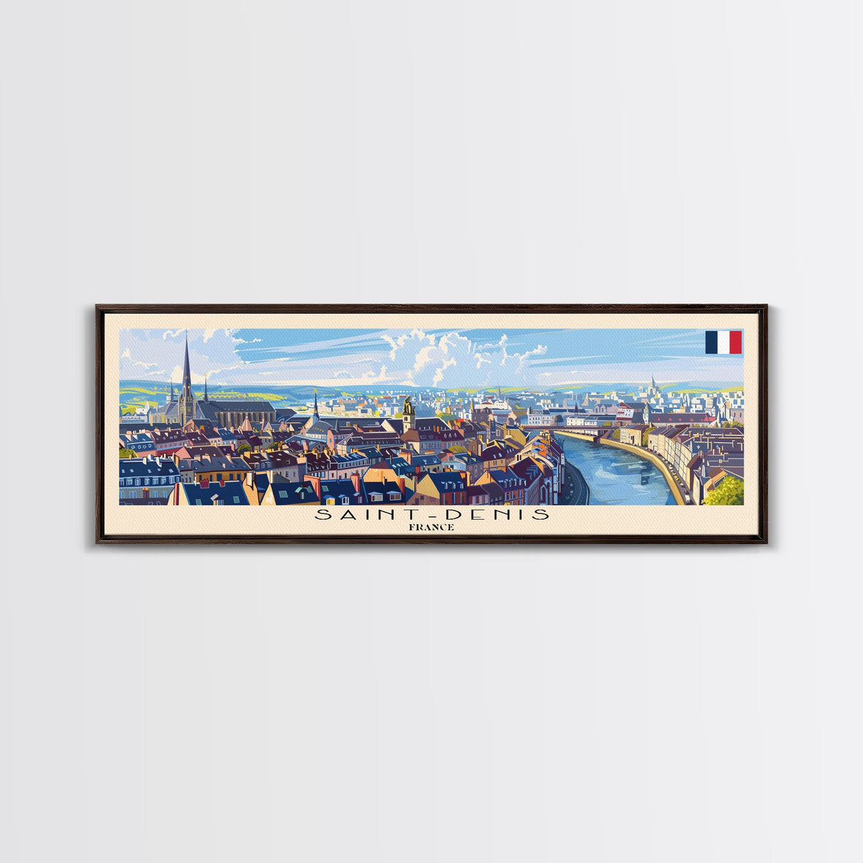 Saint Denis France Wall Art, Panoramic Travel Poster, Panoramic Framed Canvas Print, City Wall Art, Wall Hanging Home Decor, Travel Art