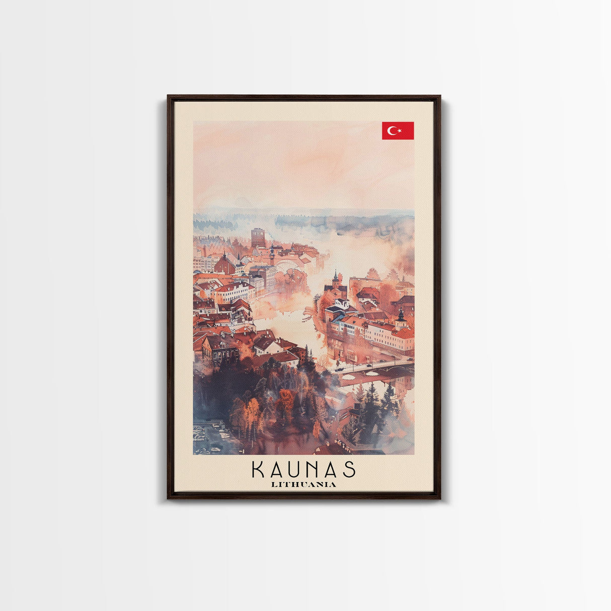 Kaunas Lithuania Scenic View, Framed Canvas Print, Travel Poster, Wall Art, Living Room Decor, Cityscape Art, Modern Home Decoration, Lithuanian City