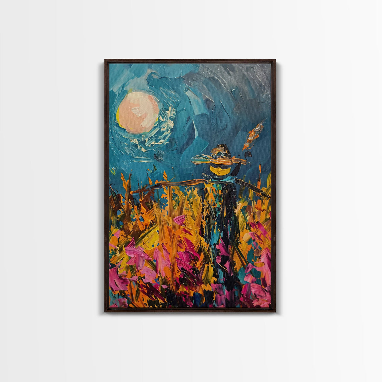 Halloween Ghostly Specter in Enchanted Forest Framed Canvas Print, Spooky Wall Art, Home Decor, Witch's Lair, Gift Idea, Midnight Haunt