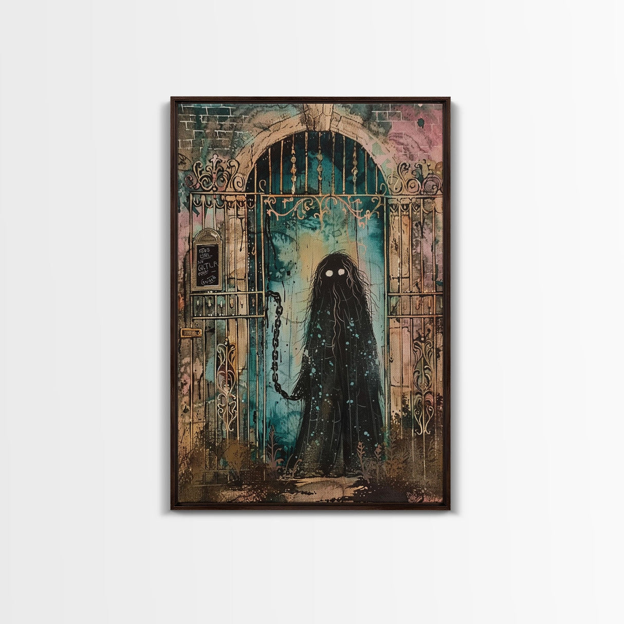 Halloween Creepy Doll, Framed Canvas Print, Wall Art, Spooky Decor, Halloween Decoration, Living Room Art, Unique Gift