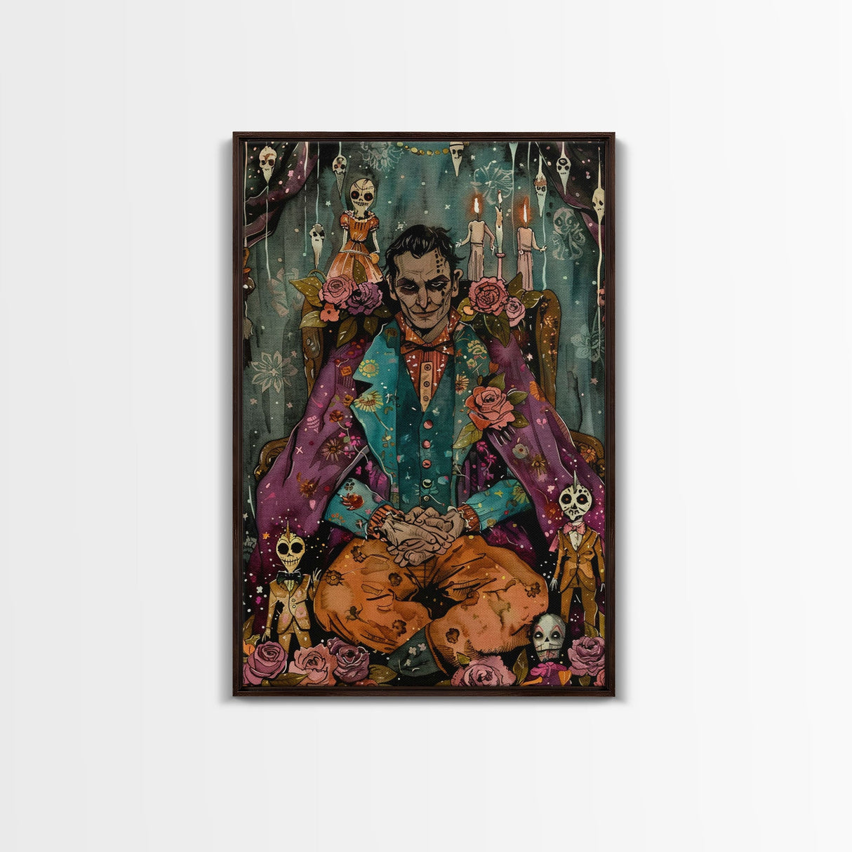 Macabre Doll Collector Framed Canvas Print | Halloween Art | Spooky Victorian Art | Creepy Doll Art for Home Decoration