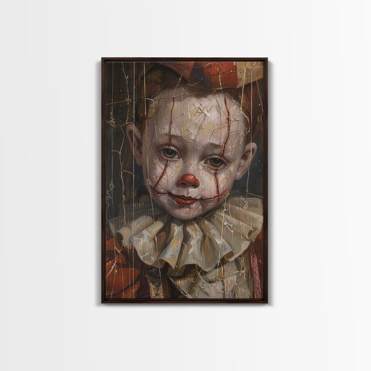 Haunting Clown with Cracked Face - Spooky Halloween Art Print - Creepy Home Decor - Scary Clown Wall Art - Perfect Halloween Decoration