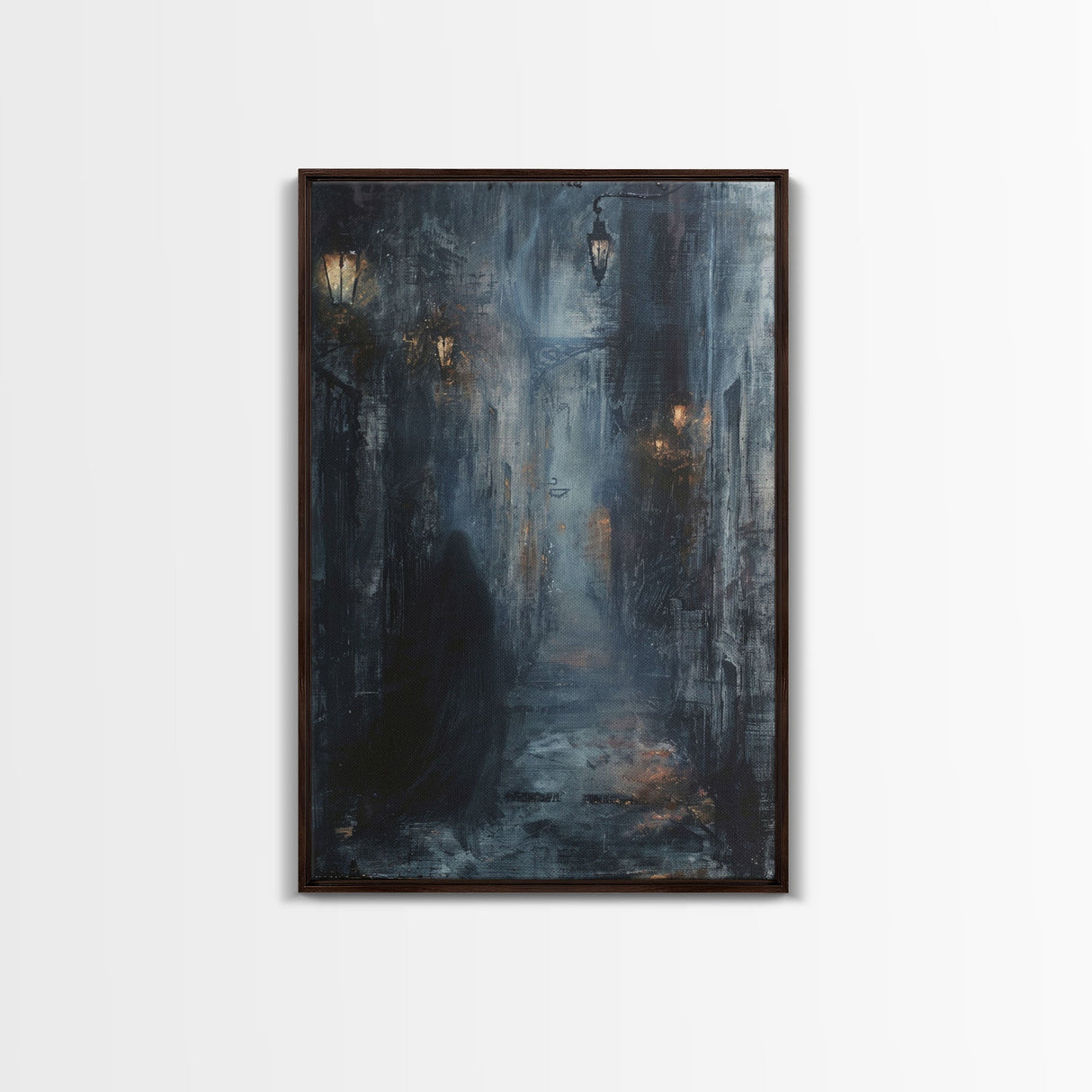 Shadowy Alley Canvas Print - Halloween Art, Spooky Home Decor, Dark Alley Wall Art Ghost Art Halloween Decor, Framed Canvas Print Creepy Art