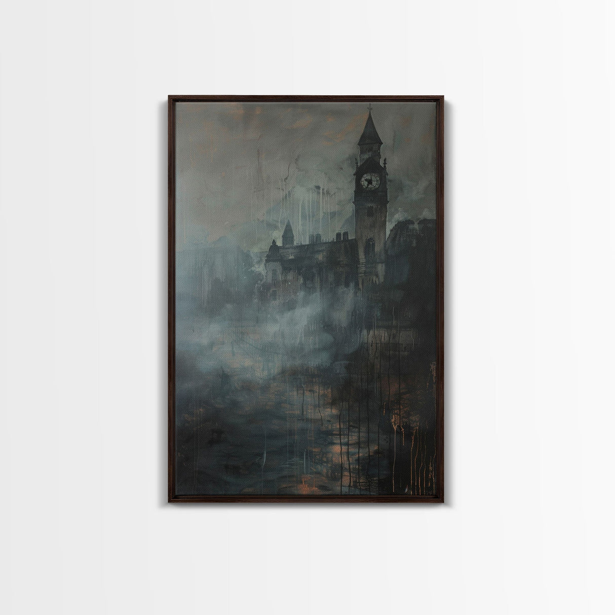 Haunted Gothic Castle, Halloween Art Print, Spooky Home Decor, Framed Canvas Print, Creepy Art, Halloween Wall Decor, Seasonal Wall Art