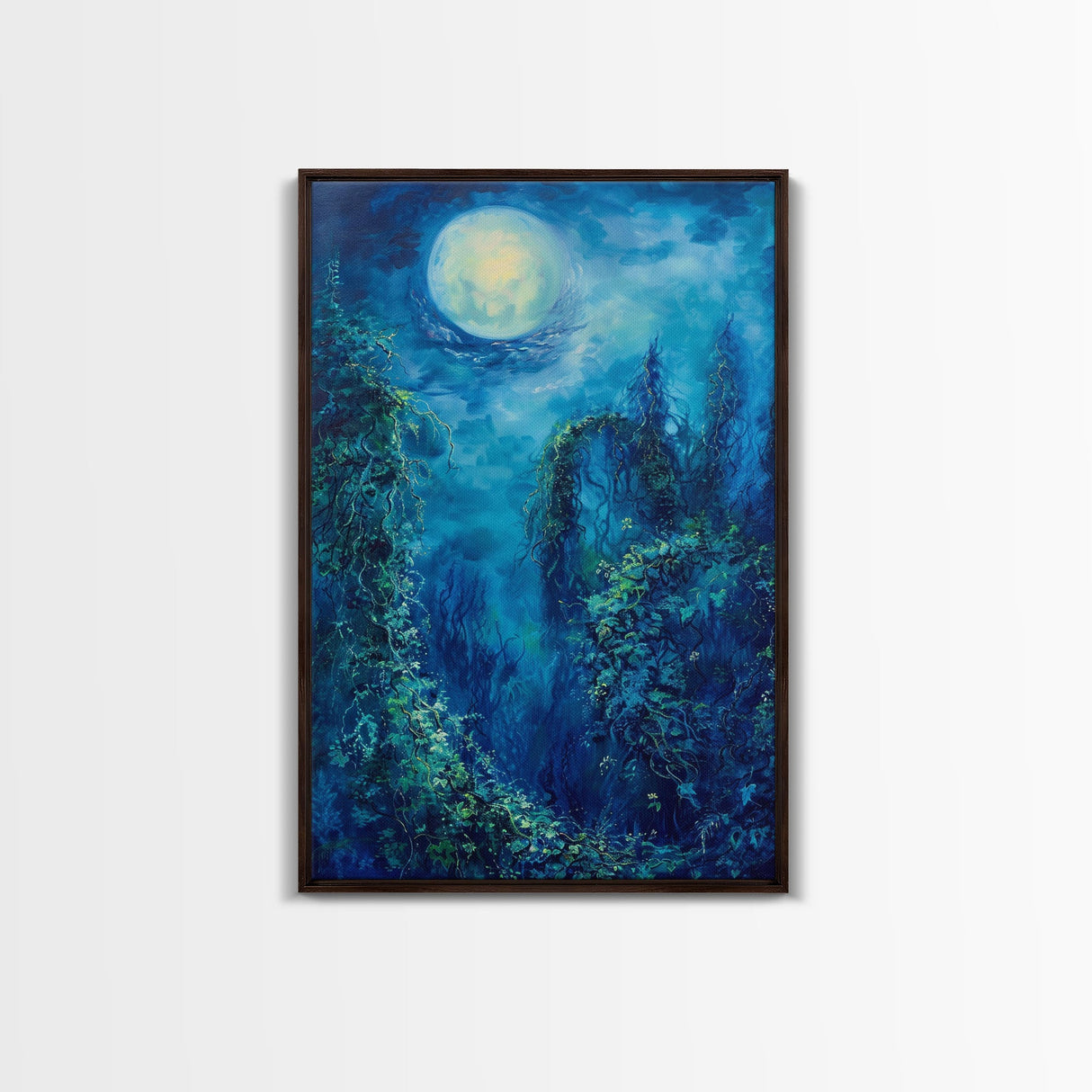 Moonlit Forest Path, Halloween Art, Spooky Wall Decor, Framed Canvas Print, Creepy Art, Halloween Wall Decor, Seasonal Wall Art