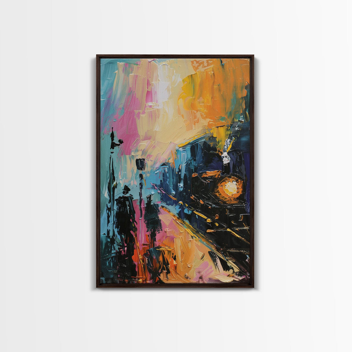 Haunted Carnival Ride at Night Framed Canvas Print, Halloween Wall Art, Spooky Home Decor, Ghostly, Haunted Amusement Park, Halloween Art