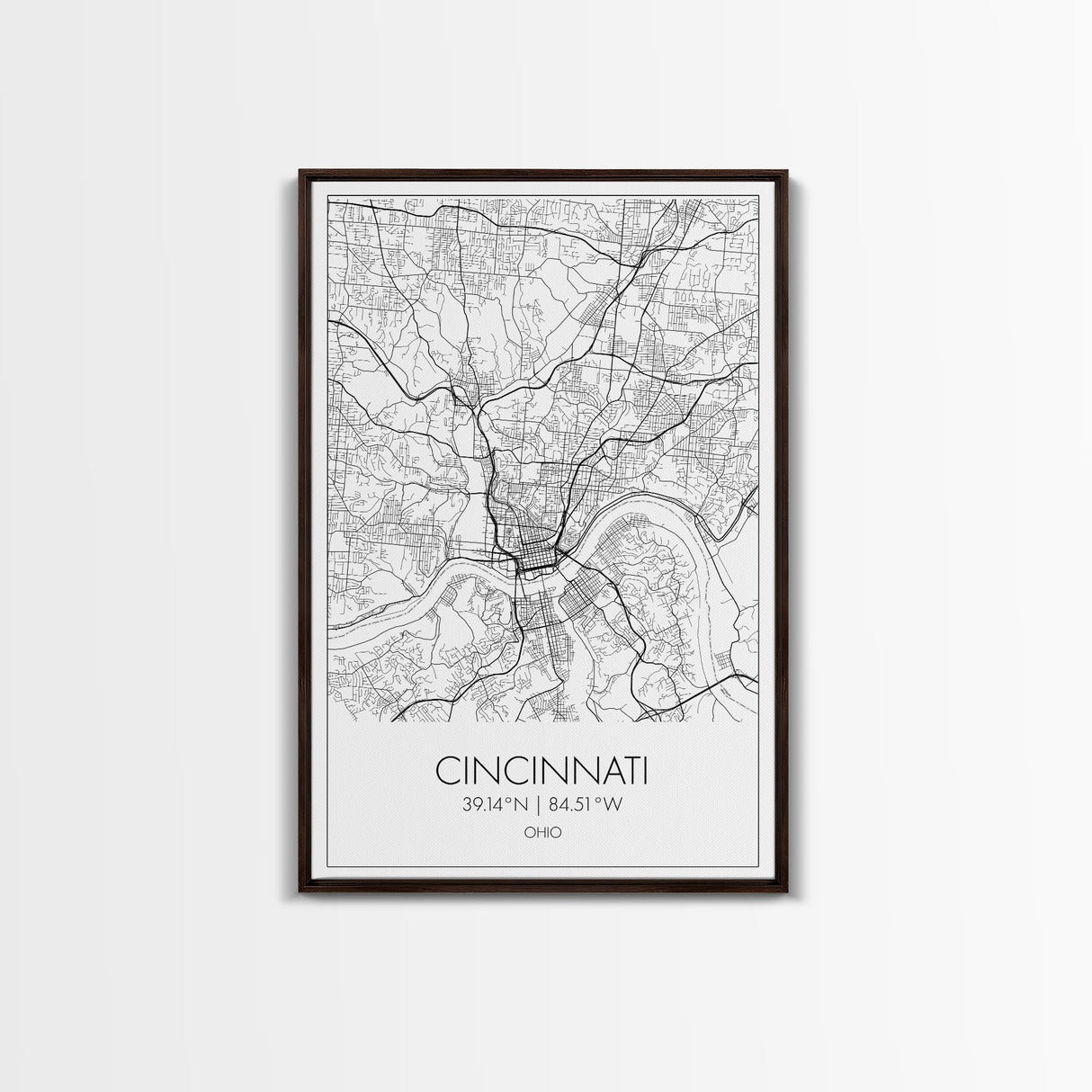 Cincinnati Street Map, Ohio Map, City Map Art, Minimalist Art, Wall Art, Canvas Print, Canvas Wall Art, Travel Wall Décor, Gift For Her