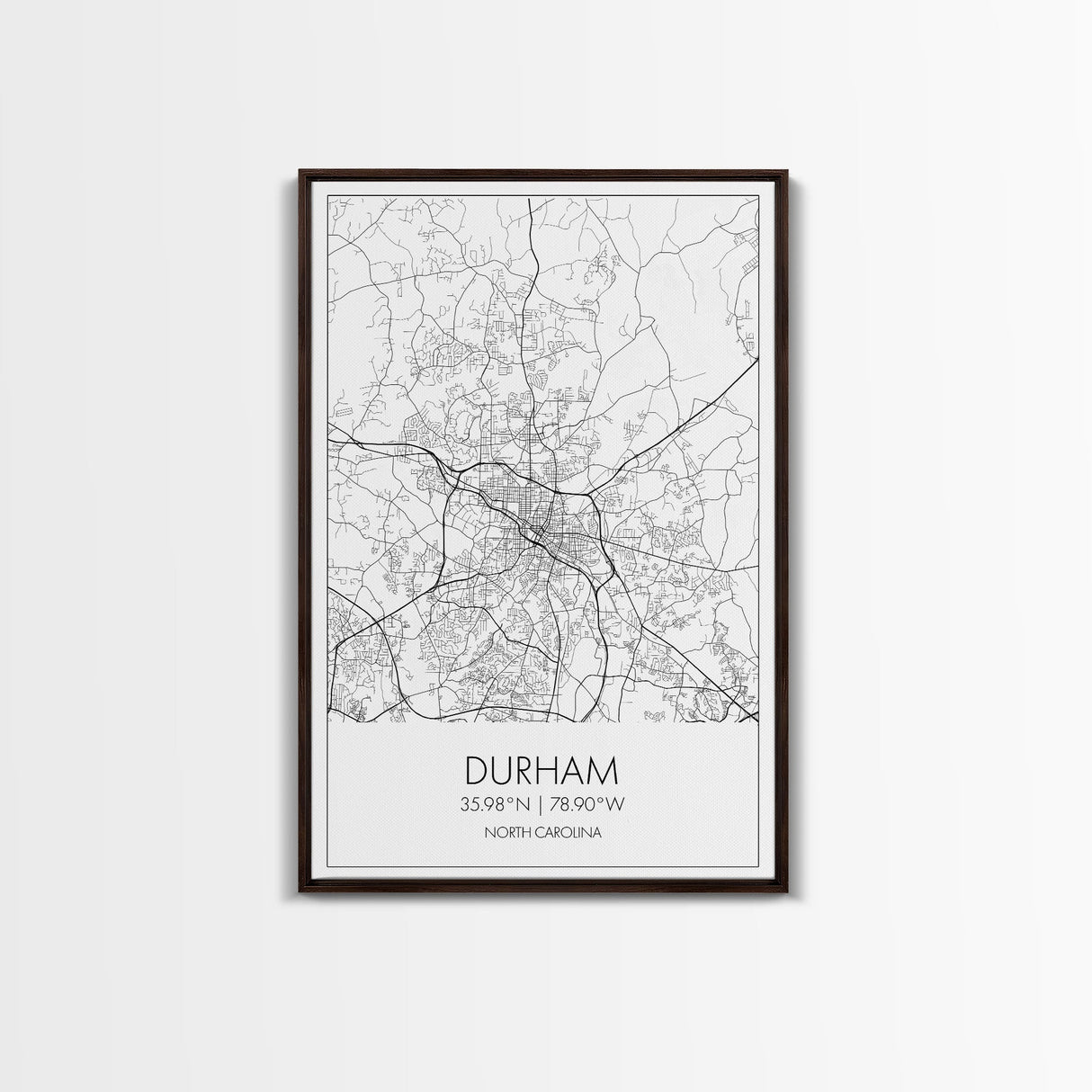Durham Street Map, North Carolina Map, City Map Art, Minimalist Art, Wall Art, Canvas Print, Traveler Gift, Travel Wall Décor