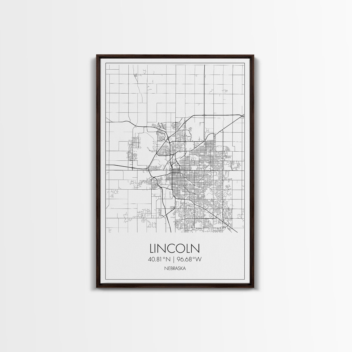 Lincoln Street Map, Nebraska Map, City Map Art, Modern Wall Art, Wall Art, Canvas Print, Travel Wall Decor, Black And White Art, Wife Gift