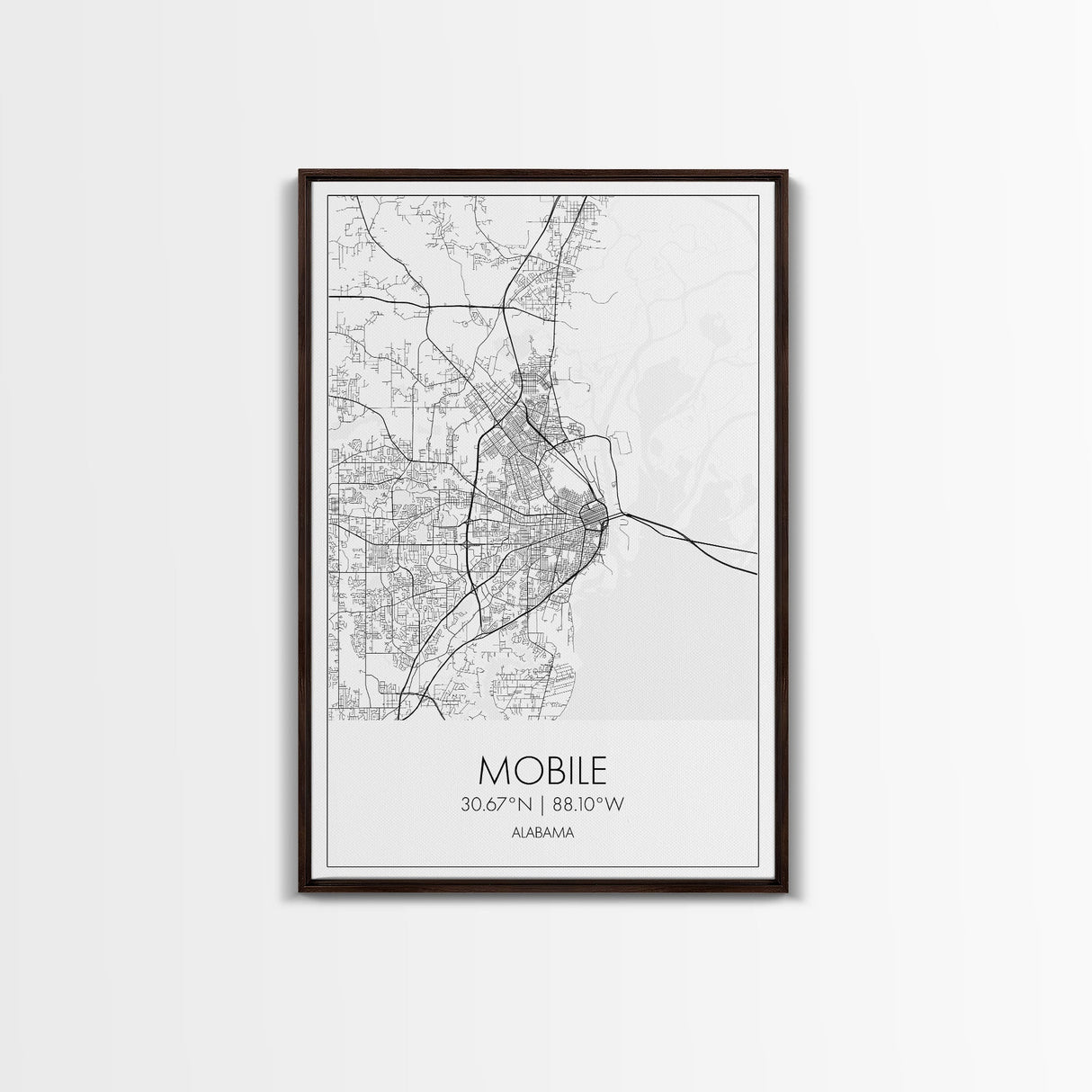 Mobile Street Map, Alabama Map, City Map Art, Modern Art, Wall Art, Canvas Print, Farmhouse Bedroom Art, Mother In Law Gift, Travel Art