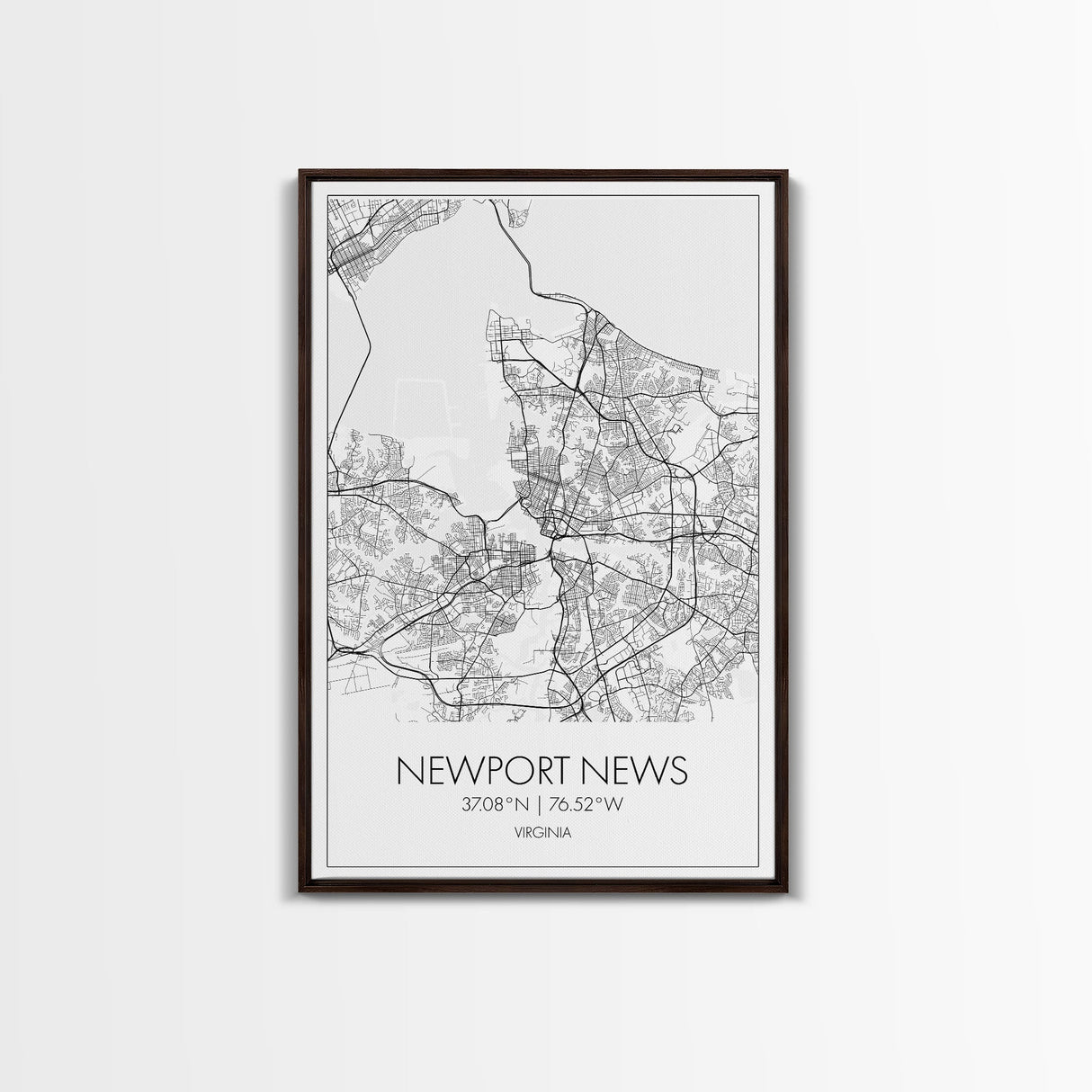 Newport News Street Map, Virginia Map, City Map Art, Modern Art, Wall Art, Canvas Print, Home Wall Décor, Girl Graduation Gift, Travel Art