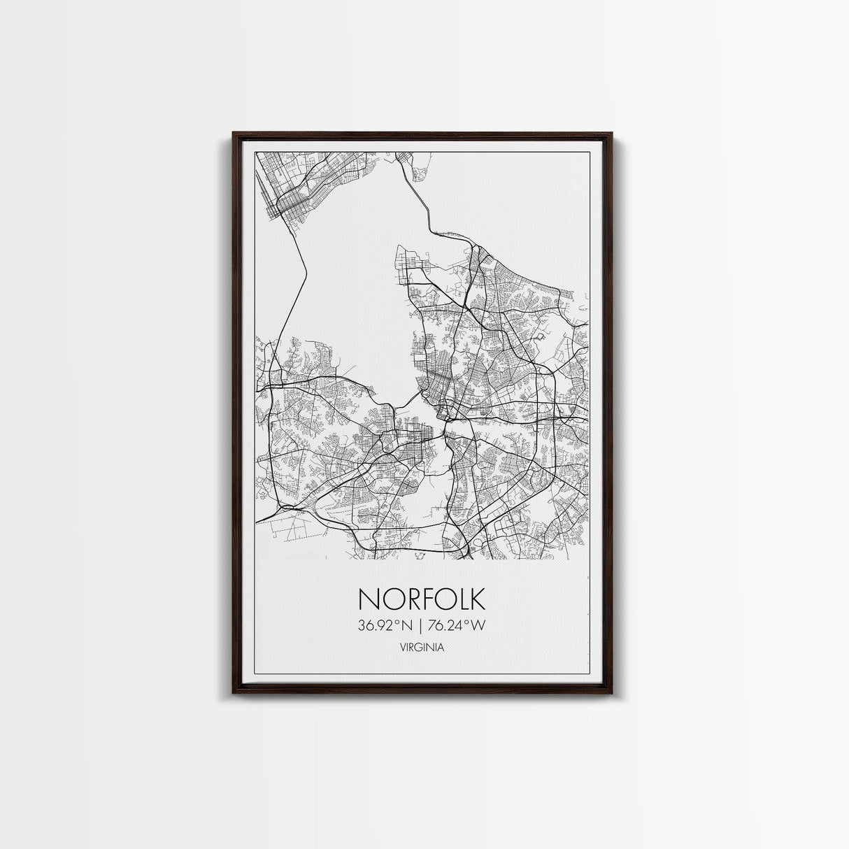 Norfolk Street Map, Virginia Map, City Map Art, Modern Art, Wall Art, Canvas Print, Bedroom Décor, College Student Gift, Travel Print