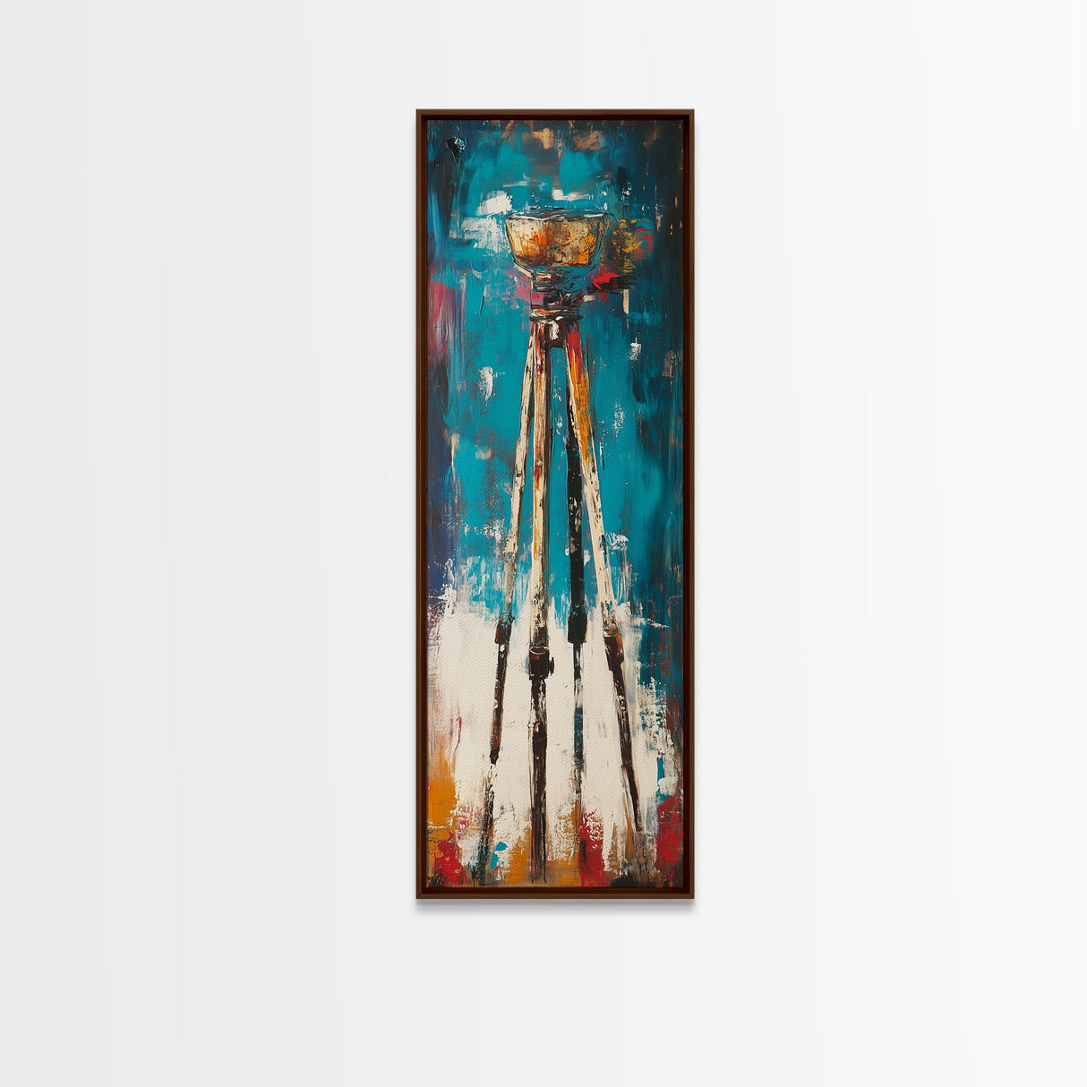 Abstract Tripod Art Framed Canvas Print, Moody Art, Geometric Wall Art, Wabi Sabi Art, Coastal Landscape Art, Extra Wide Art