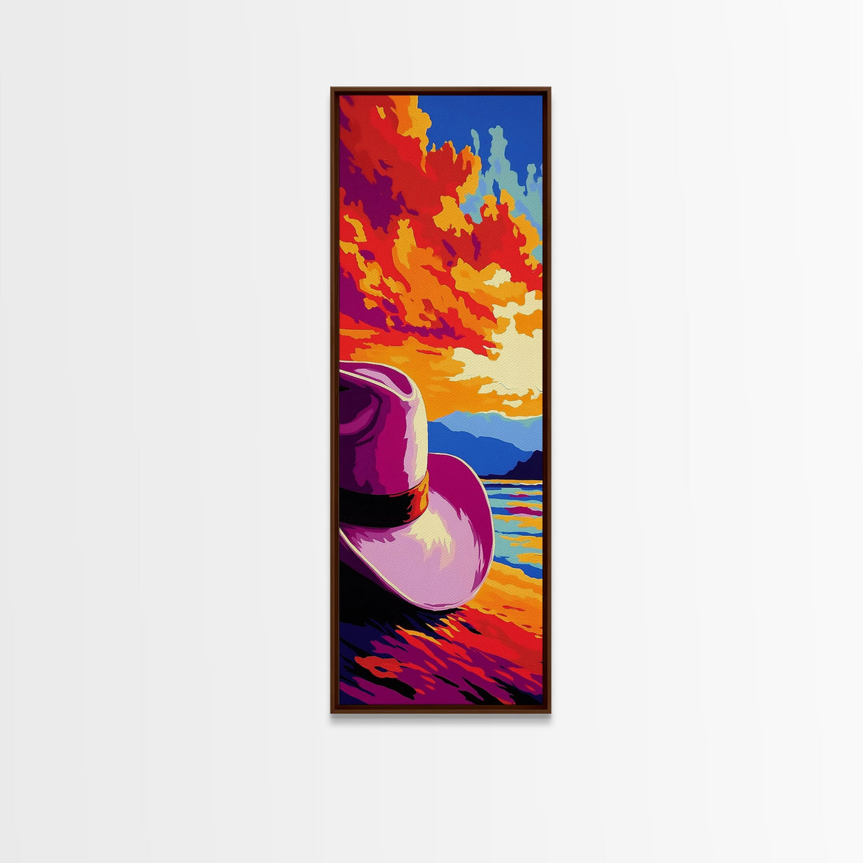 Vibrant Cowboy Hat Canvas Print pink orange wall art southwest wall art extra wide art rustic wall art coastal cowgirl wall art