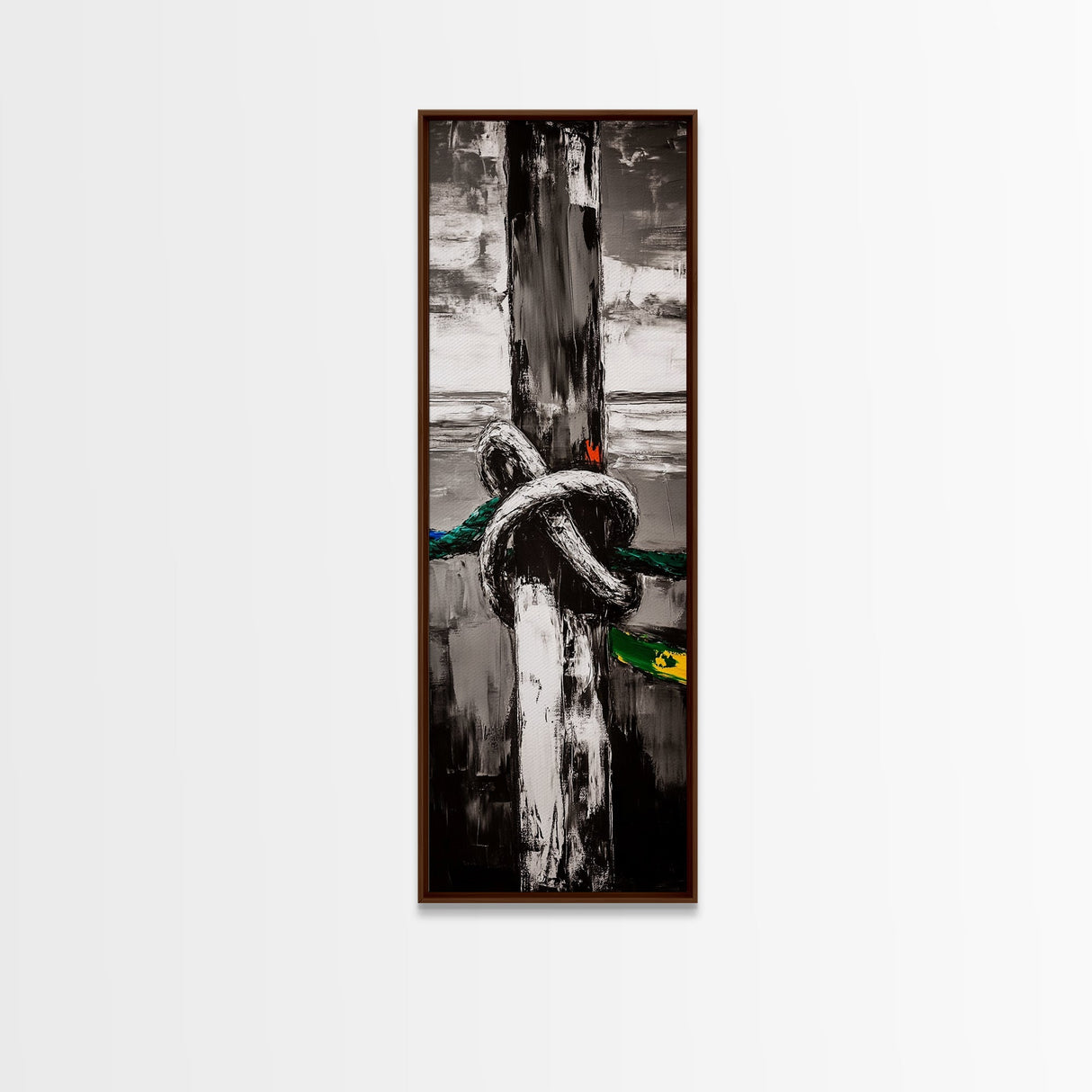 Nautical Rope Painting Canvas Print, Coastal Wall Art, Nautical Decor, Surf Wall Art, Ocean Art, Moody Art, Rustic Art, Maritime Wall Art, Above Couch Art, Coastal Decor, Extra Wide Art, Farmhouse Art, Gift Idea, Nautical Painting