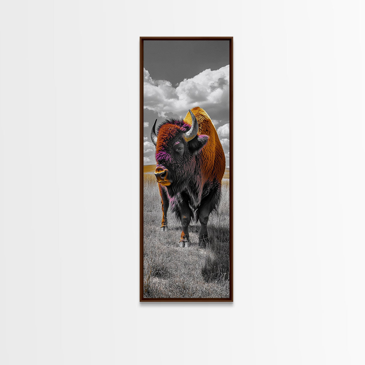 Vibrant Western Bison Framed Canvas Print | Rustic Wildlife Art | Moody Southwest Wall Art | Farmhouse Decor | Nature Art | Gift Idea
