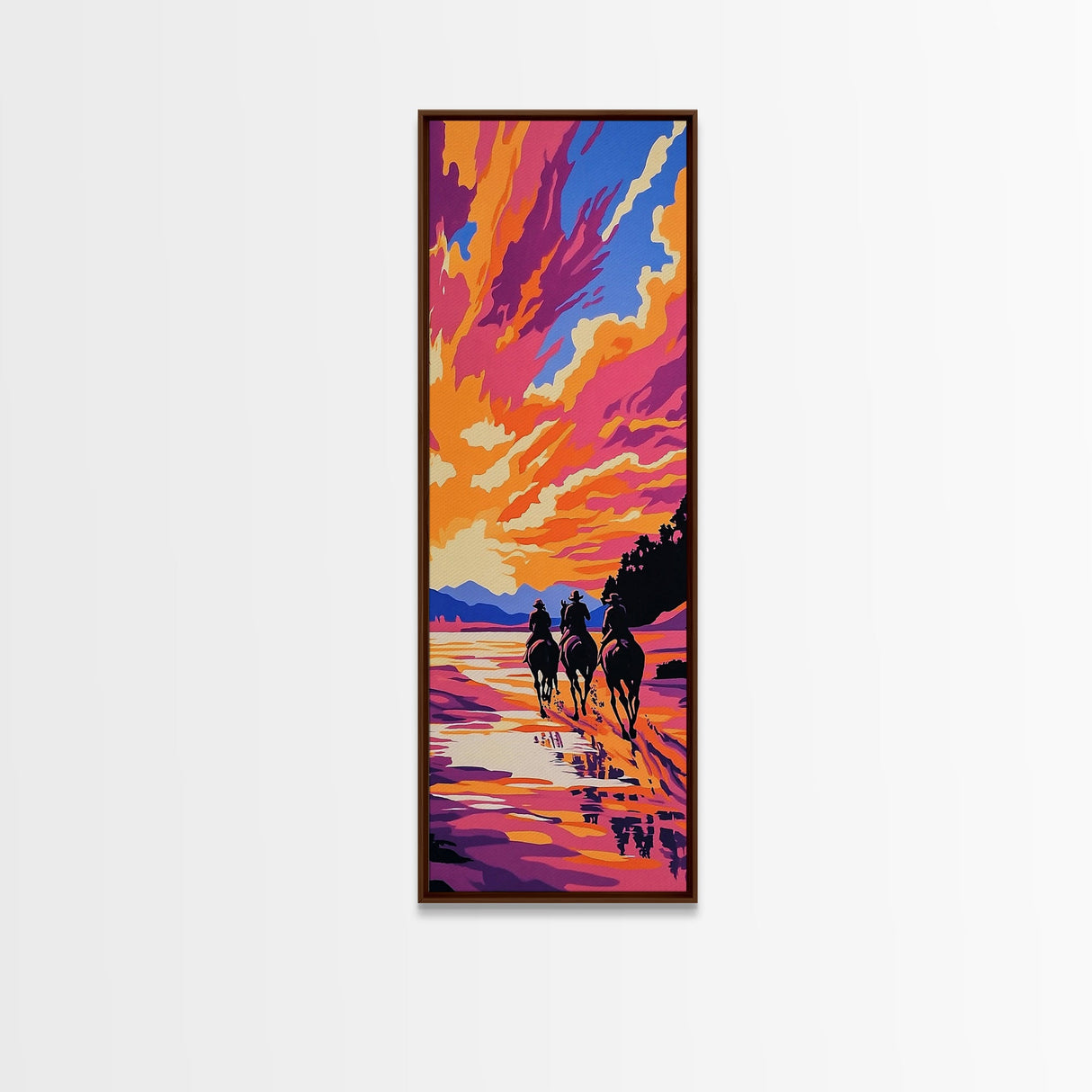 Vibrant Sunset Landscape Framed Canvas Print Joshua Tree Art Lake Tahoe Art Rustic Wall Art Southwest Wall Art Extra Wide Art