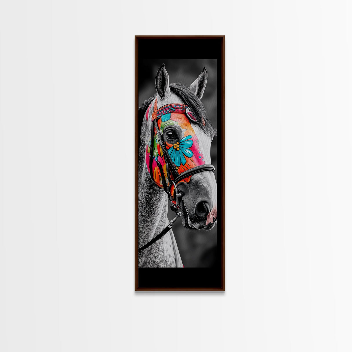 Painted Horse Portrait Framed Canvas Print | Horse Wall Art | Rustic Western Decor | Moody Art | Farmhouse Wall Art | Gift Idea