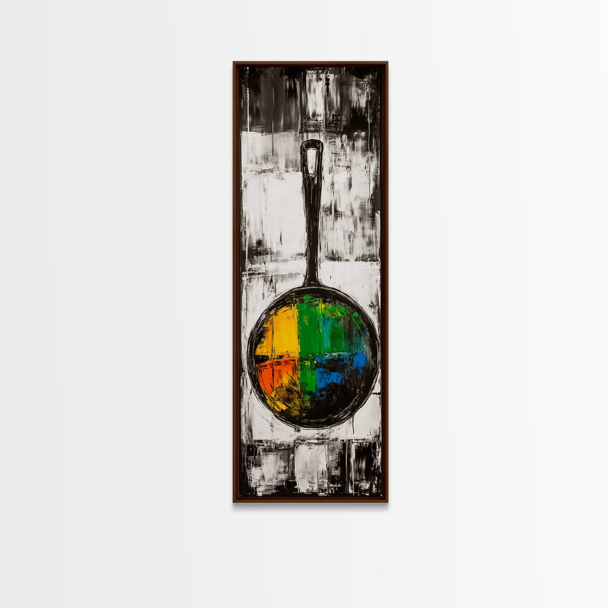 Abstract Frying Pan Painting Framed Canvas Print Kitchen Wall Art Food Review Art Moody Art Rustic Wall Art Wabi Sabi Decor