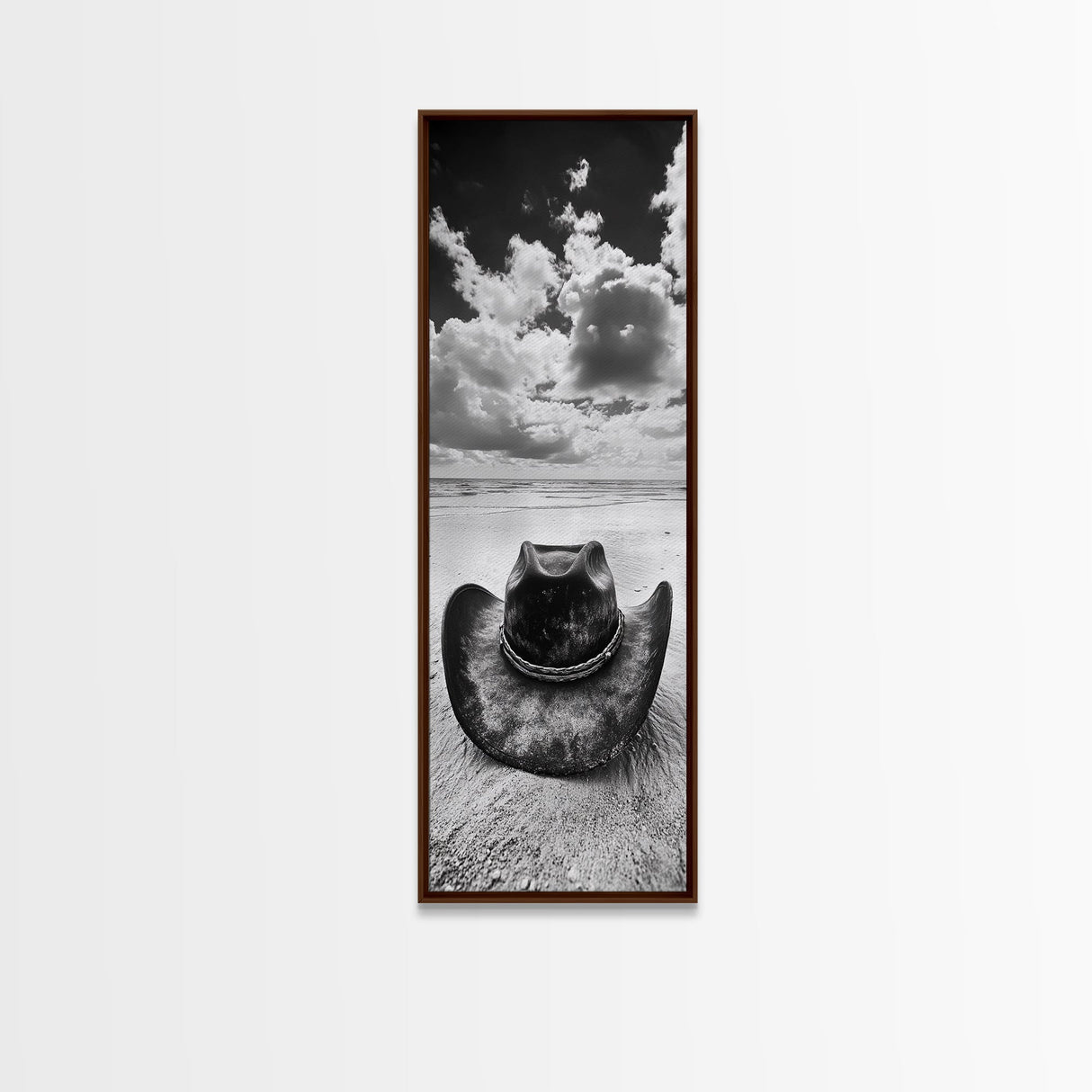 Weathered Cowboy Hat, Coastal Cowgirl Wall Art, Framed Canvas Print, Rustic Décor, Boho Art, Minimalist Art, Nautical Wall Art