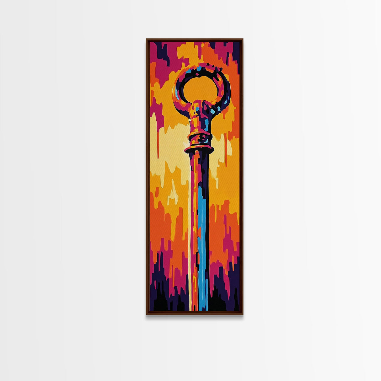 Bold Pop Art Key Painting Framed Canvas Print | Graffiti Wall Art | Blotter Art | Retro Wall Art | Colorful Modern Decor