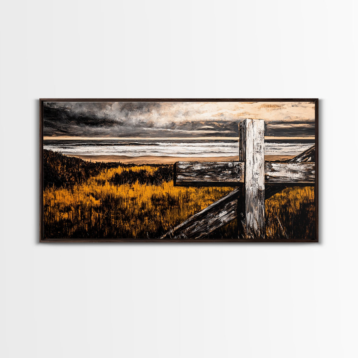 Rustic Cross, coastal landscape art, farmhouse art, nautical wall art, inspirational wall decor, beach house decor, Canvas Print