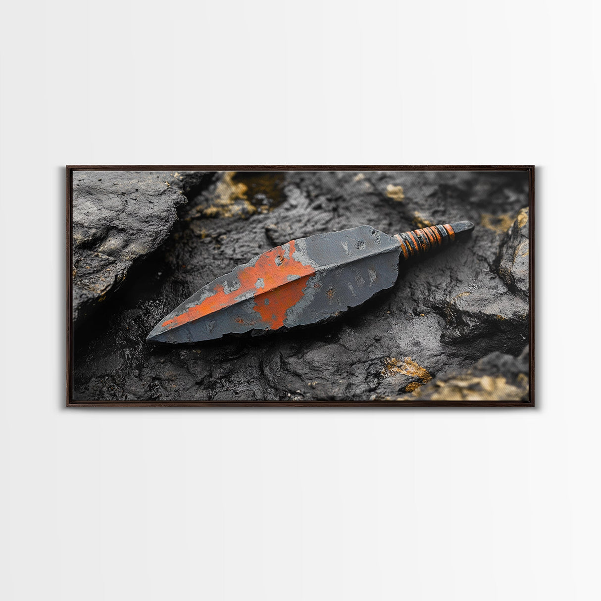 Handmade Arrowhead Framed Canvas Print | Rustic Wall Art | Southwest Decor | Tribal Arrowhead Art | Wabi Sabi Art | Extra Wide Art