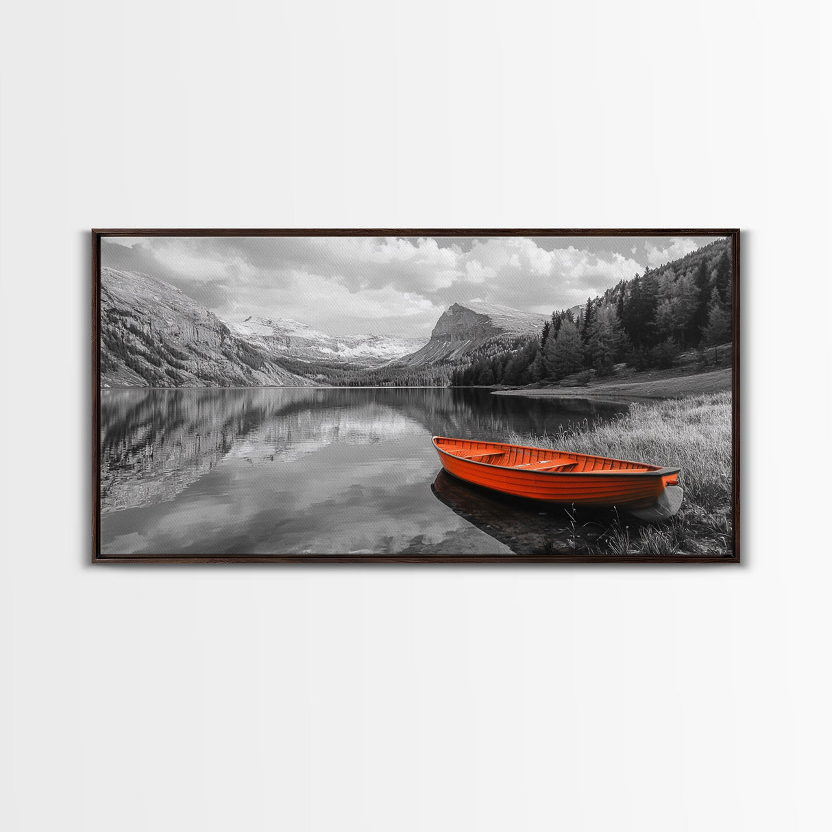 Serene Mountain Lake Canvas Print Rustic Wall Art Landscape Painting Above Sofa Art Bedroom Art Above Bed Wall Art Nautical Decor