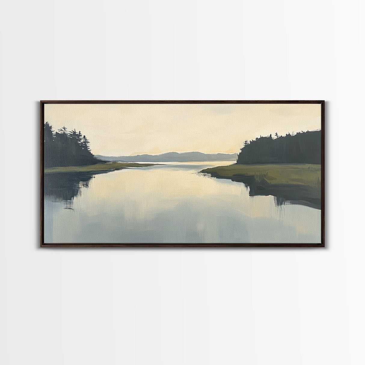 Marsh, Landscape Painting, Minimalist Art, Wabi Sabi Art, Moody Art, Guest Room Art, Above Bed Wall Art, Framed Canvas Print, Extra Wide Art