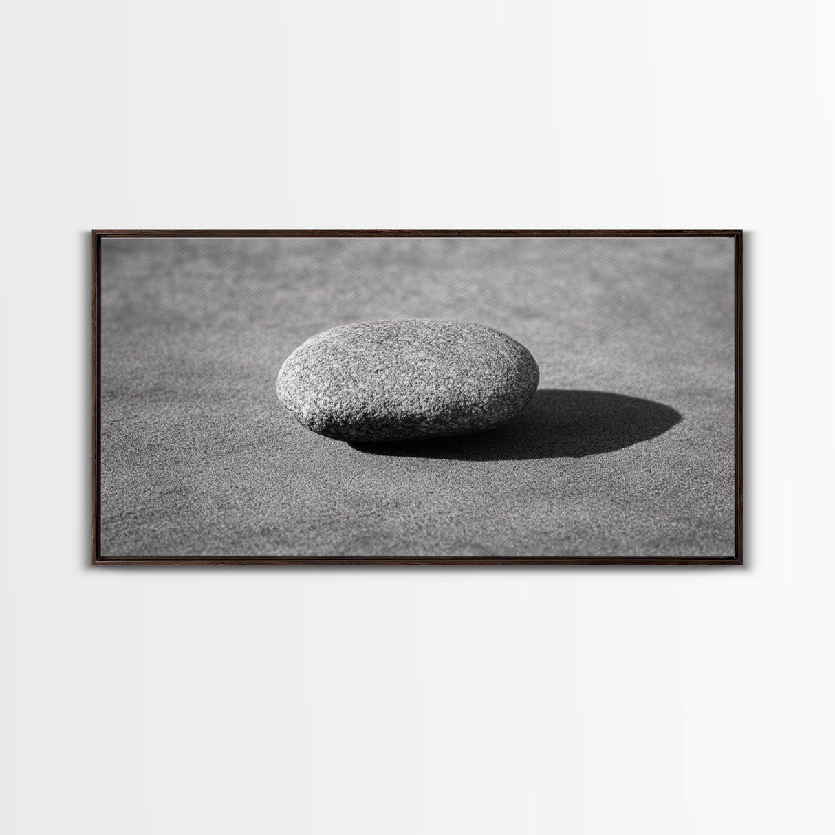 Zen rock, minimalist art, wabi sabi art, Japanese decor, meditation wall art, extra wide art, horizontal wall art, framed canvas print