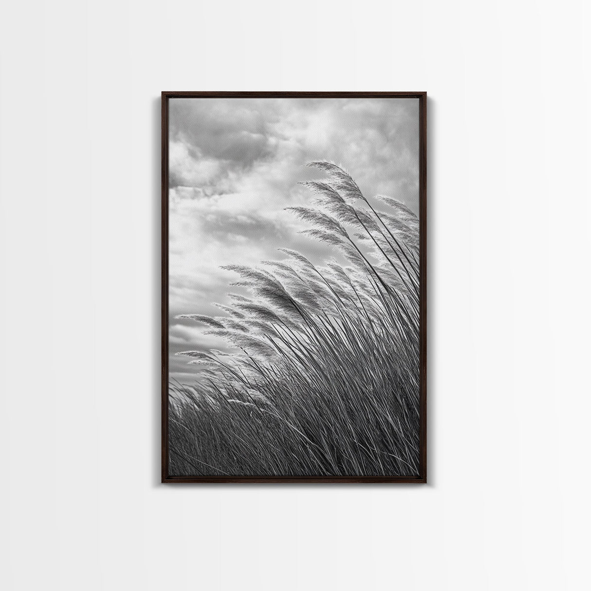 Wind Blowing Grass, moody art, wabi sabi art, landscape painting, farmhouse art, rustic decor, minimalist art, framed canvas print