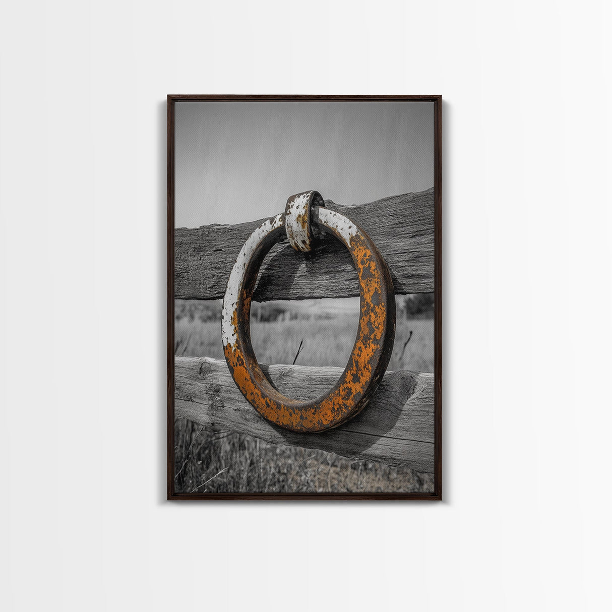 Rustic Metal Ring, Wabi Sabi Wall Art, Rustic Decor, Farmhouse Art, Minimalist Art, Weathered Metal Art, Canvas Print, Gift Idea