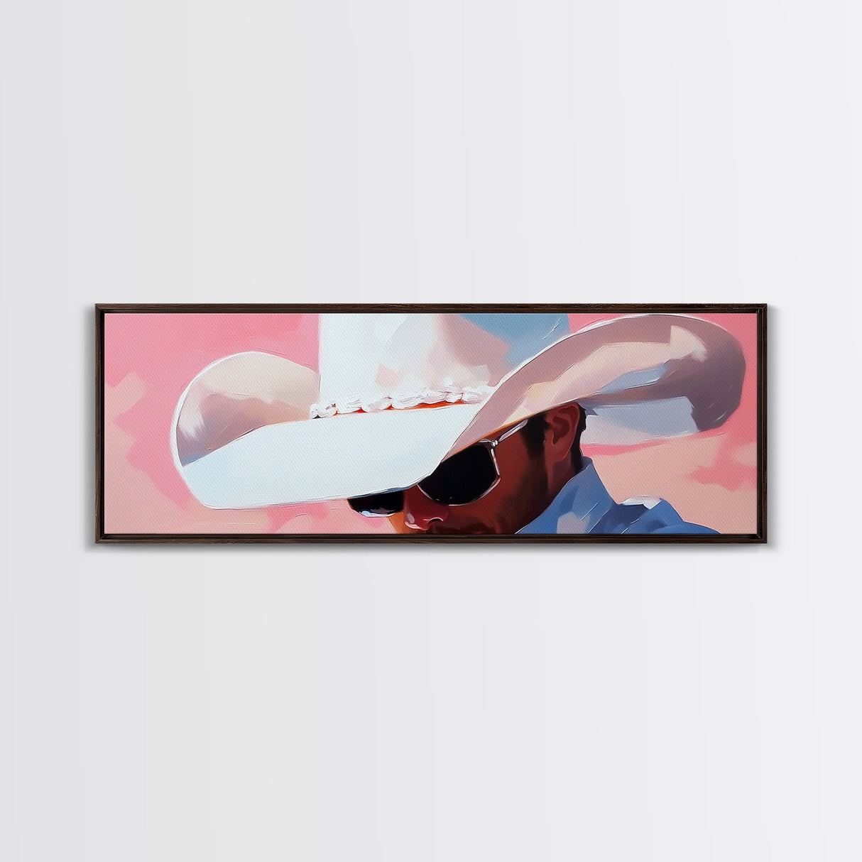 Cowboy Portrait, Pink Abstract Art, Southwest Wall Art, Canvas Print, Light Pink Wall Art, Rustic Decor, Living Room Art