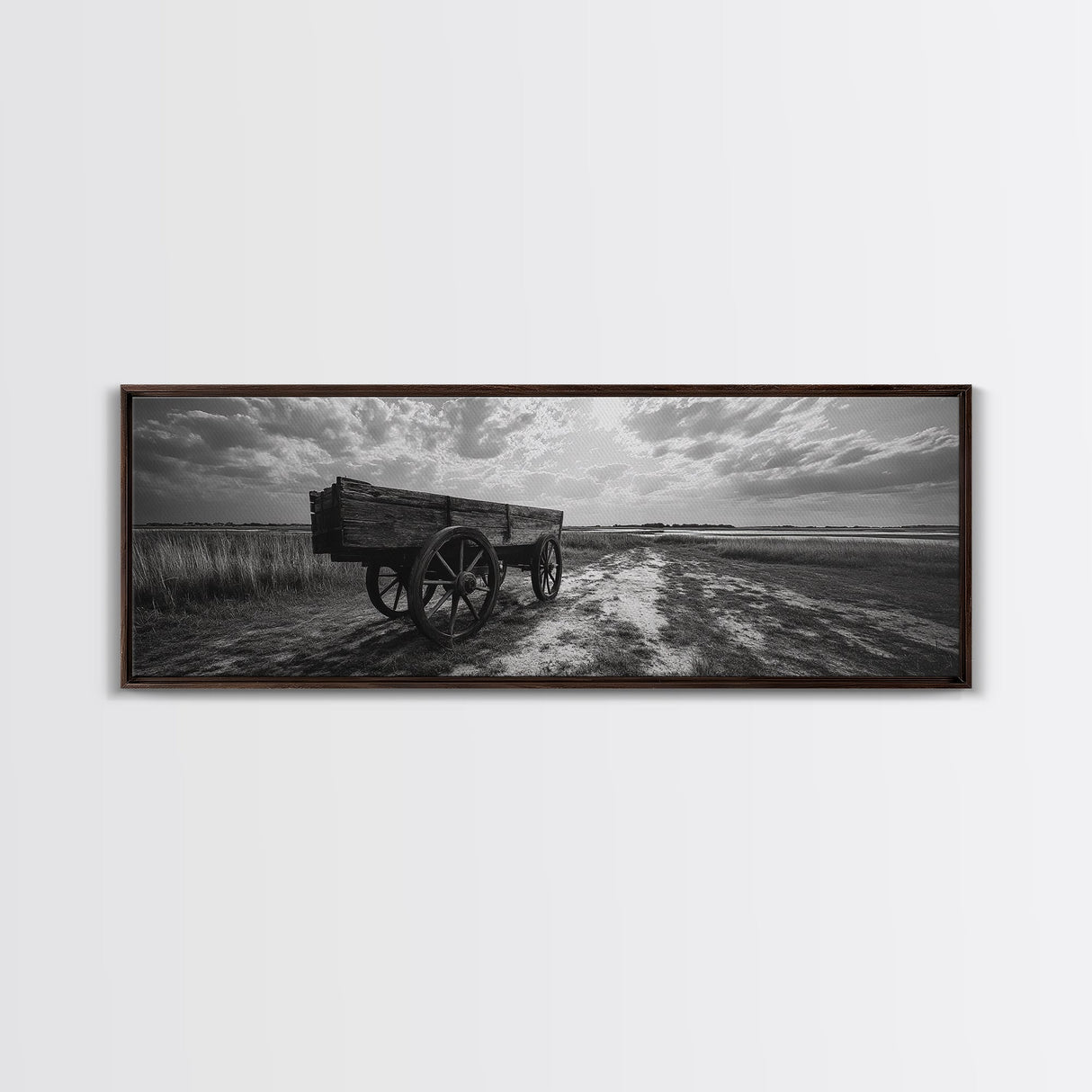 Wagon at Sunset, rustic art, farmhouse art, vintage horse art, tall narrow art, antique farm painting, framed canvas print