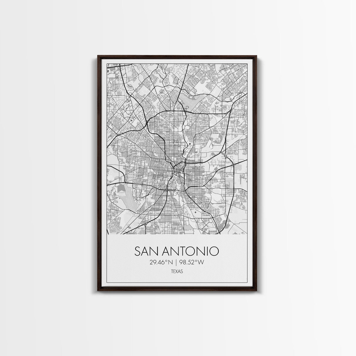 San Antonio Street Map, Texas Map, City Map Art, Minimalist Art, Wall Art, Canvas Print, Black And White Art, Travel Print, Family Gift